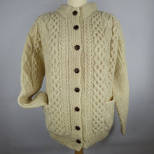 Load image into Gallery viewer, handknit aran irish cardigan lumber jacket 1