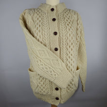 Load image into Gallery viewer, handknit aran irish cardigan lumber jacket 2