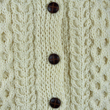 Load image into Gallery viewer, handknit aran irish cardigan lumber jacket buttons