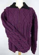Load image into Gallery viewer, purple handknit fitted wool jacket 1