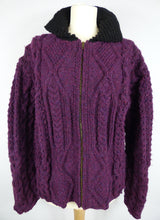 Load image into Gallery viewer, purple handknit fitted wool jacket 2