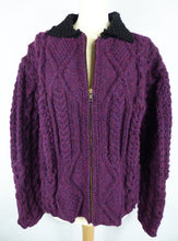 Load image into Gallery viewer, purple handknit fitted wool jacket 3