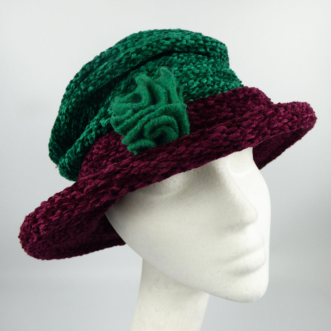 Velvet Chenille Brimmed Hat (H128)