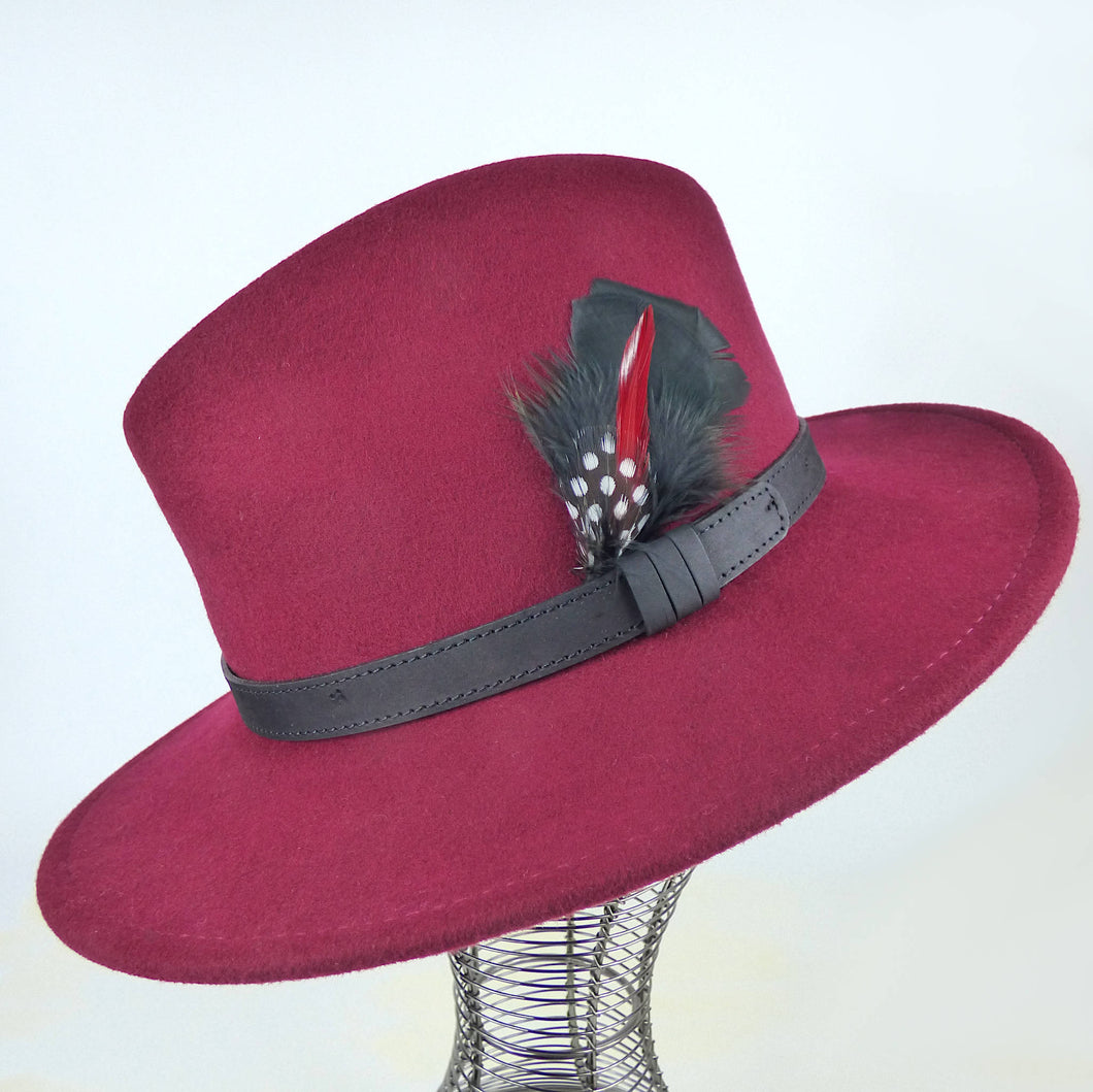 Handmade Fedora Hat (Burgundy)