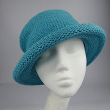Load image into Gallery viewer, aqua blue wool and silk designer brim hat 1
