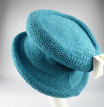 Load image into Gallery viewer, aqua blue wool and silk designer brim hat 4
