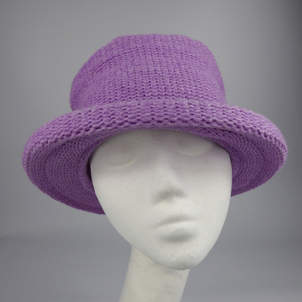 lilac wool and silk designer brim hat 1