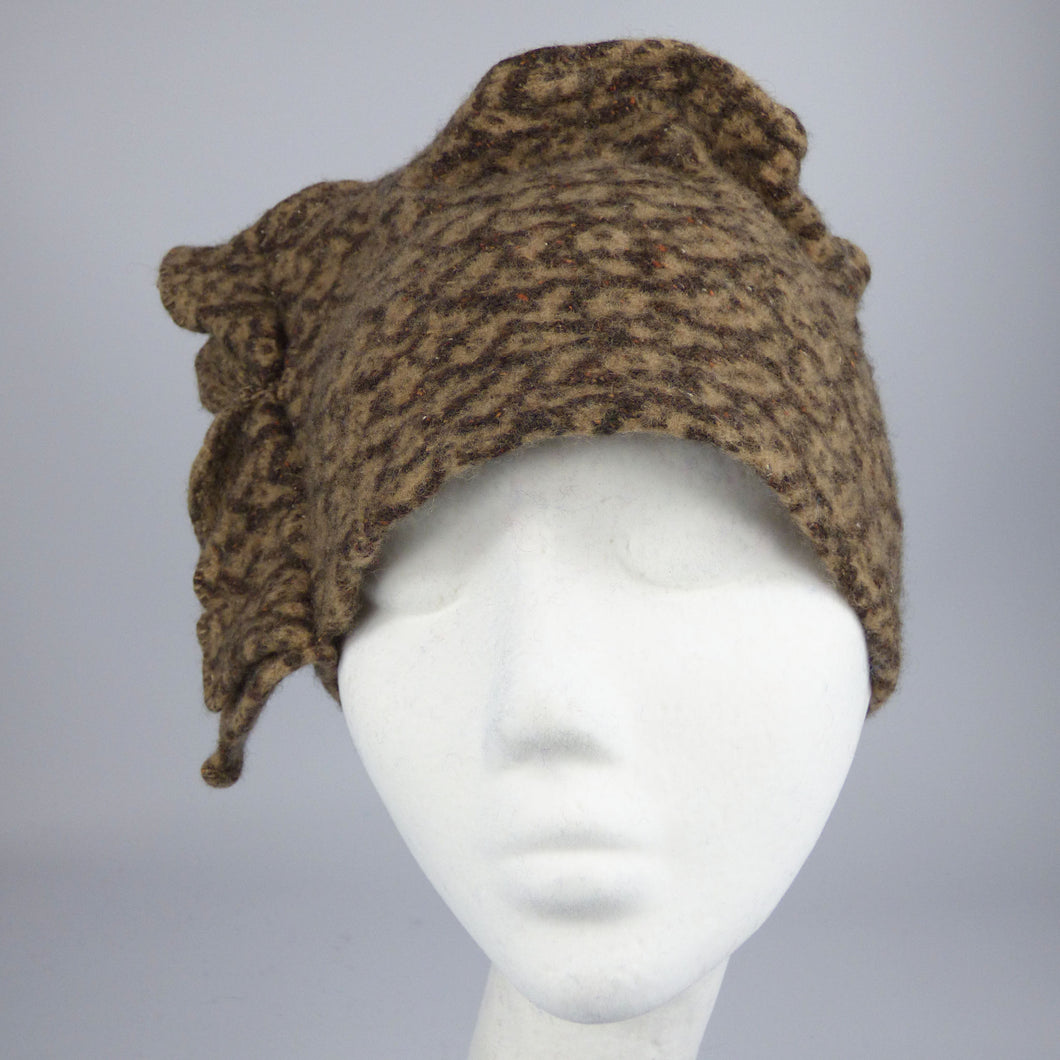 chocolate mocha print felt wool designer hat 1