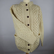 Load image into Gallery viewer, handknit aran irish cardigan lumber jacket 2
