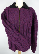 Load image into Gallery viewer, purple handknit fitted wool jacket 1
