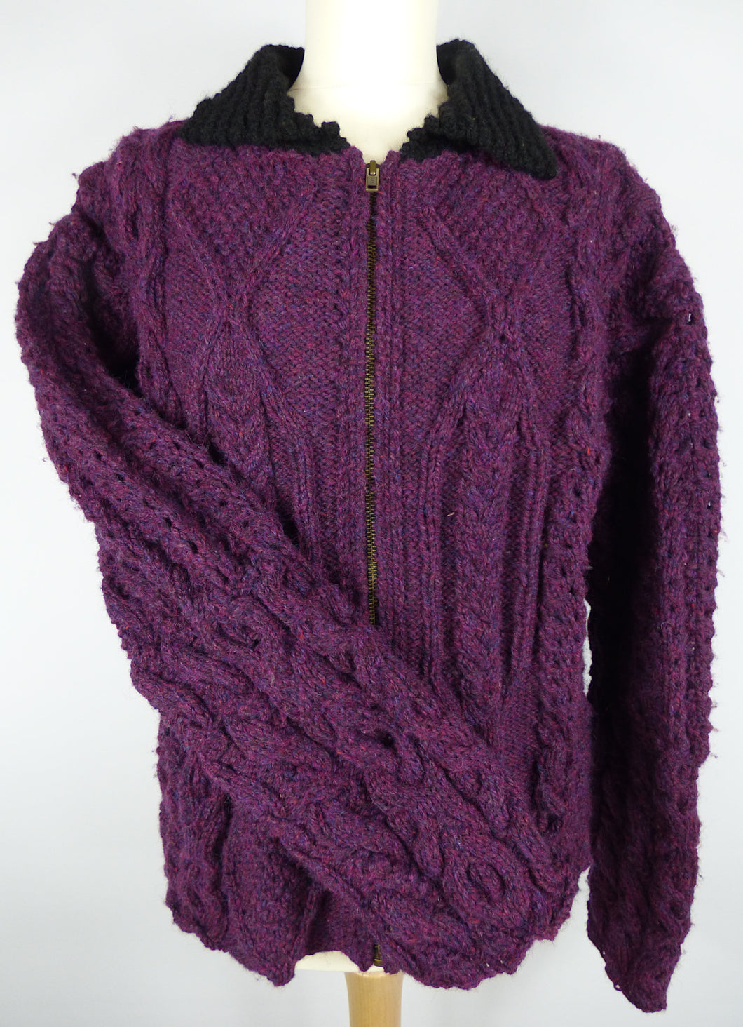 purple handknit fitted wool jacket 1