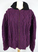 Load image into Gallery viewer, purple handknit fitted wool jacket 2
