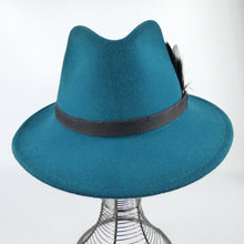 Load image into Gallery viewer, Handmade Fedora Hat (Peacock Blue)
